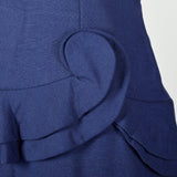 Large 1980s Carolina Herrera Blue Peplum Dress Long Sleeve