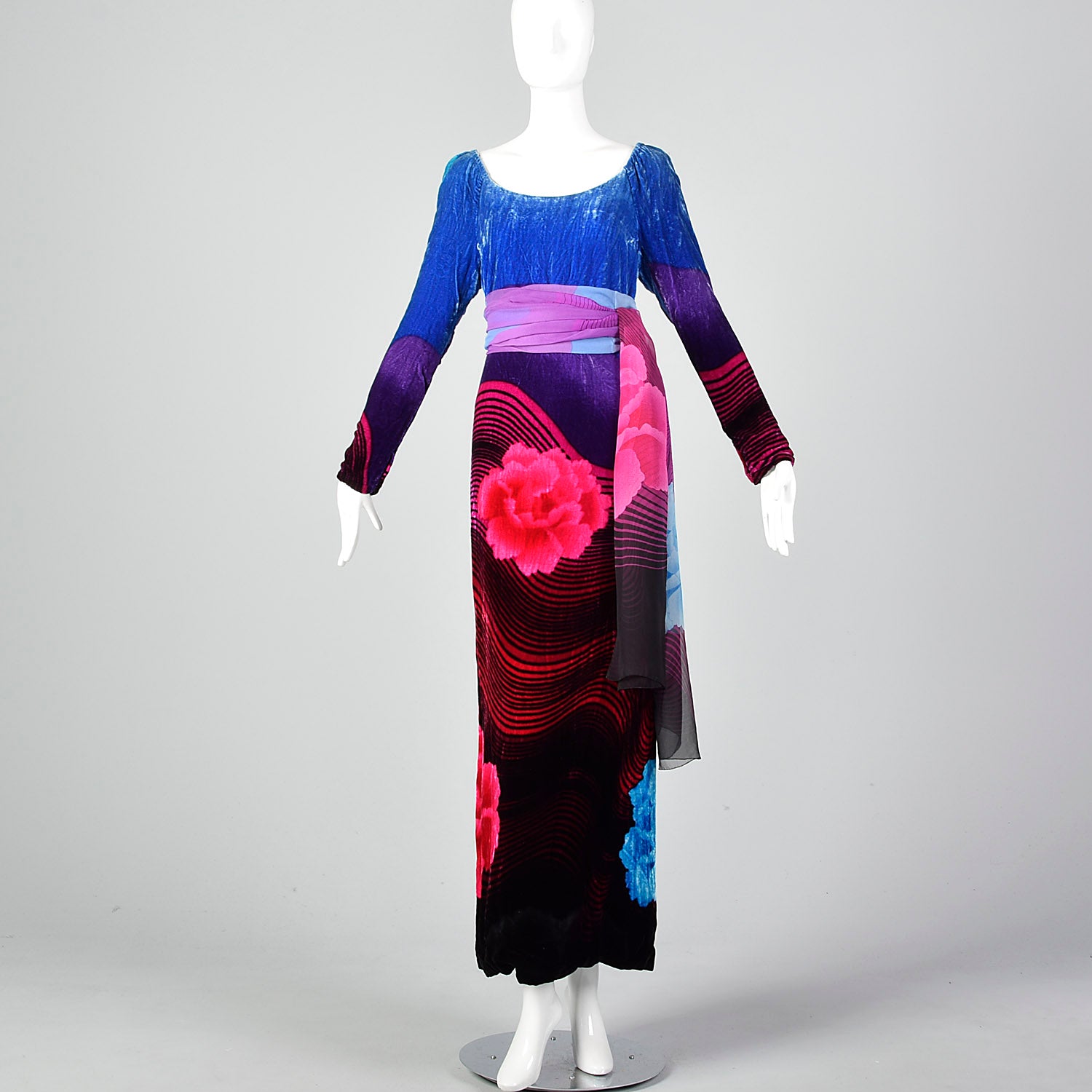 Small 1970s Velvet Maxi Tunic Dress