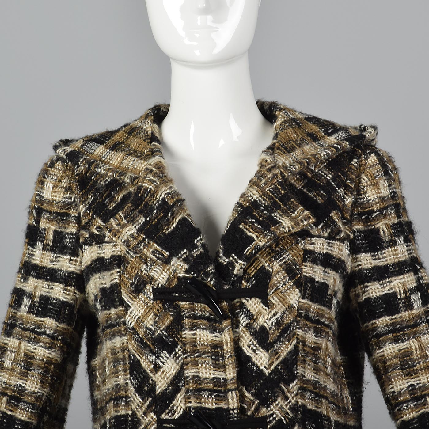 Chanel Full Length Tweed Maxi Coat with Toggle Closures & Hood