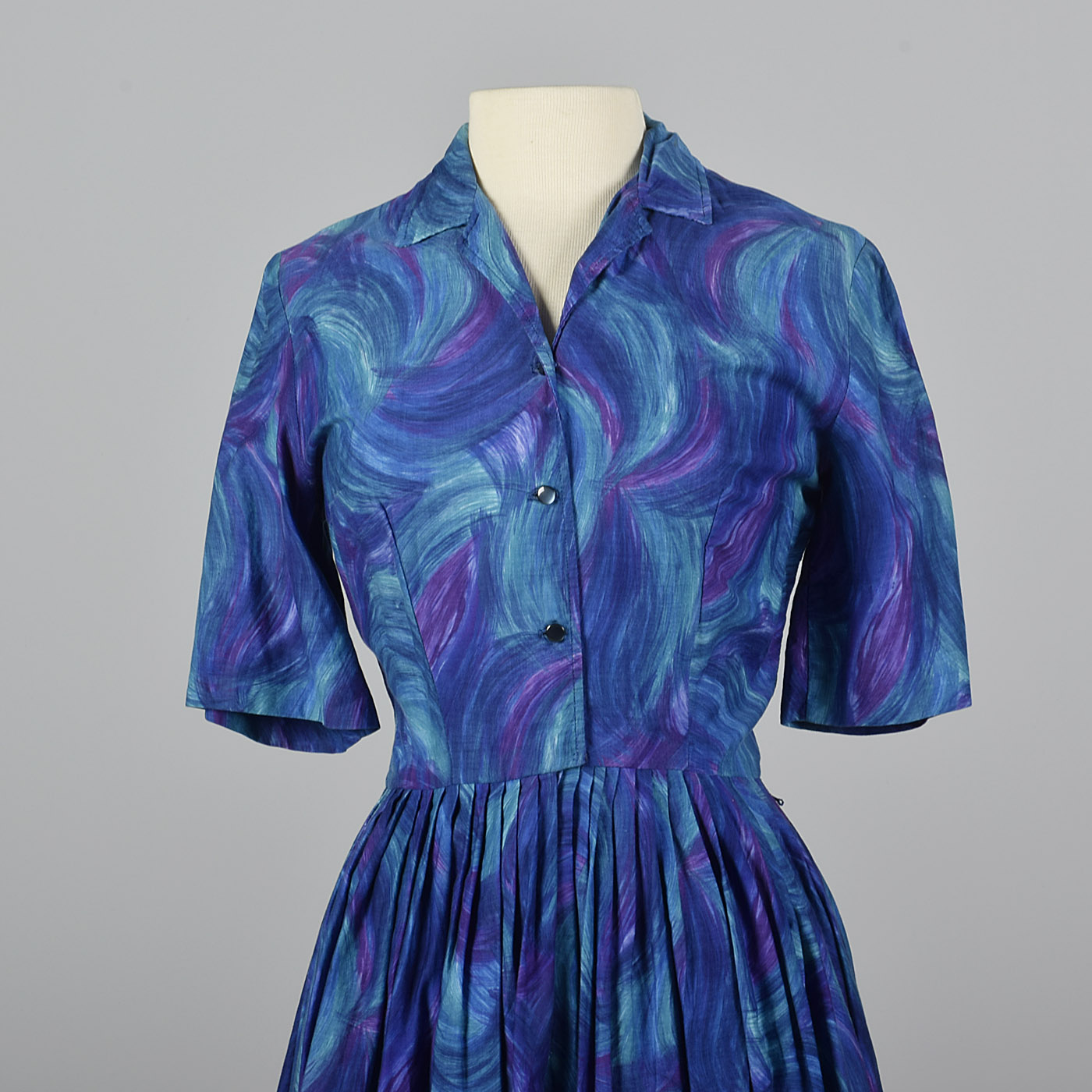 1950s Blue and Purple Day Dress