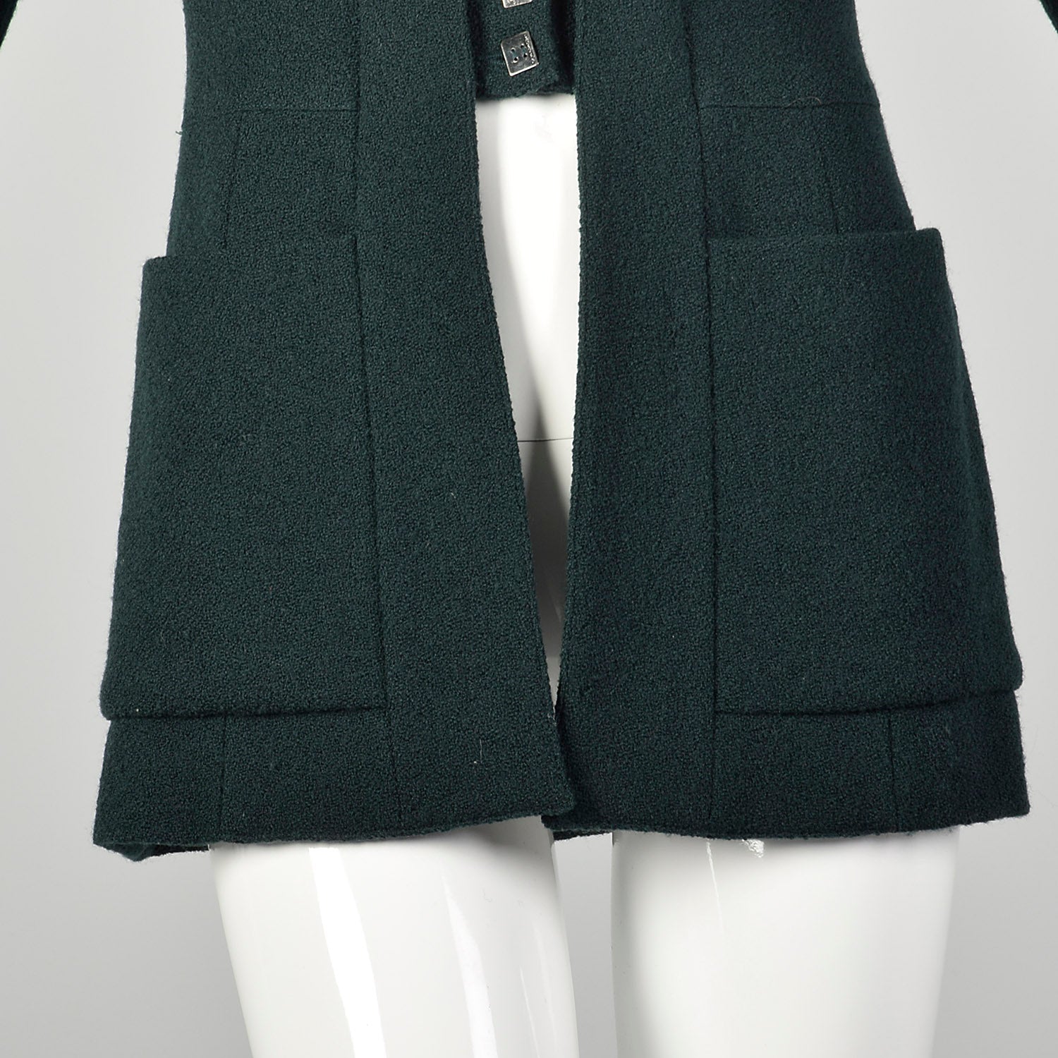 Small 1990s Karl Lagerfeld Blazer Avant Garde Green Wool Wide Lapel