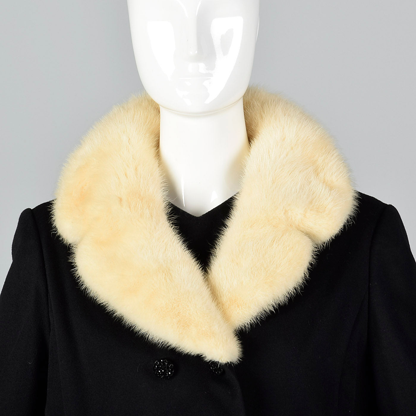 1960s Wool Shift Dress with Mink Fur Lapel Jacket