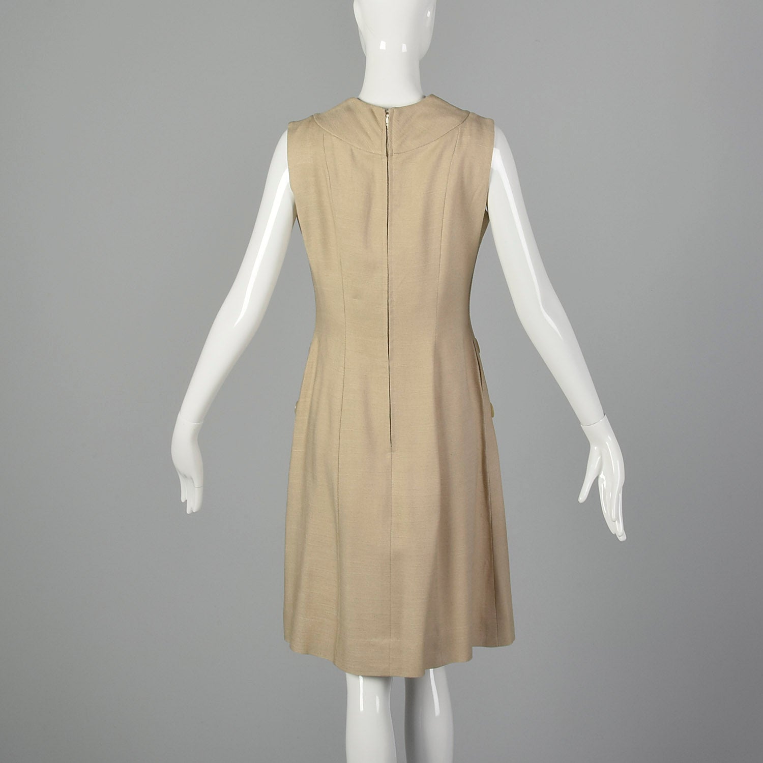 Small 1960s Tan Linen Shift Dress