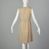 Small 1960s Tan Linen Shift Dress