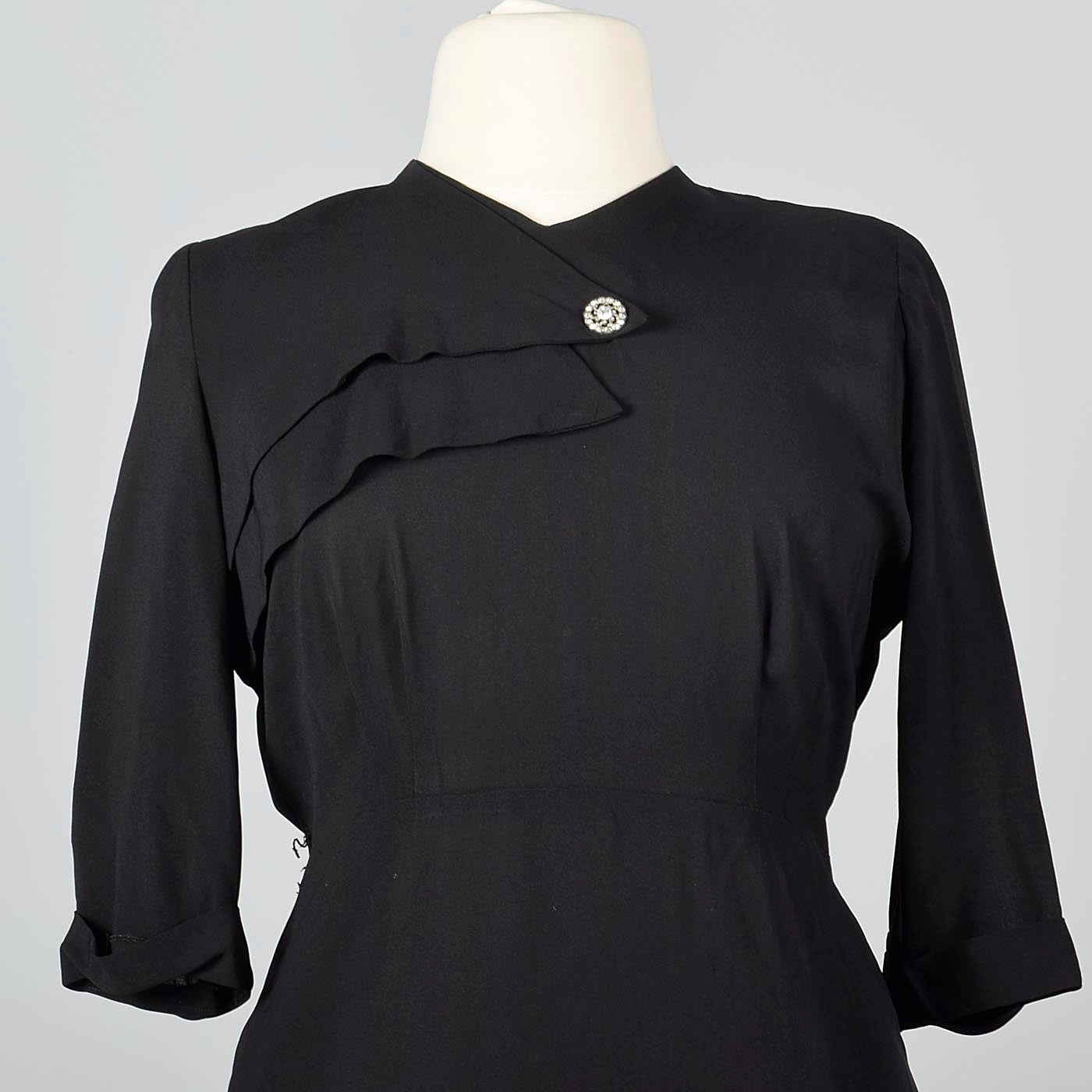 1950s Black Dress With Asymmetric Neckline