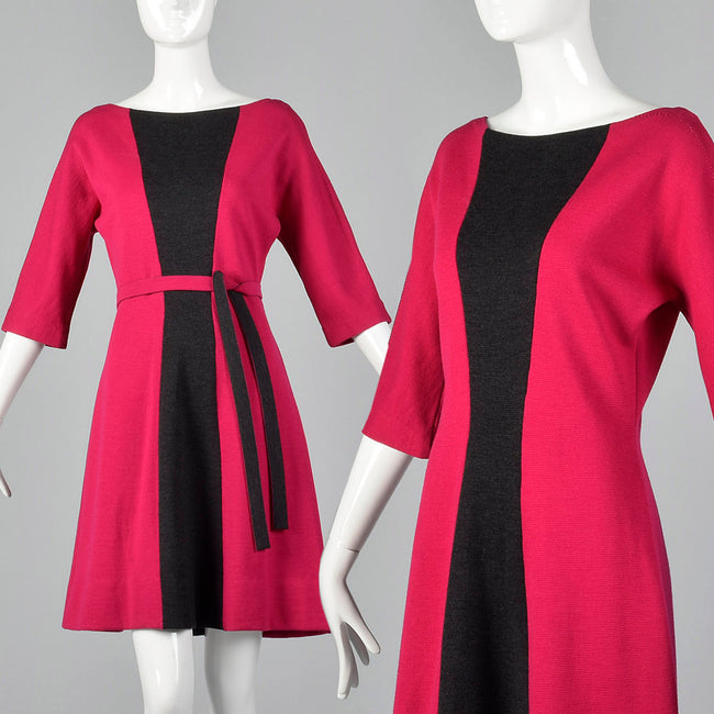1960s Goldworm Two Tone Wool Knit Dress