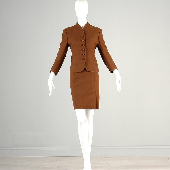 1960s Brown Cashmere Skirt Suit