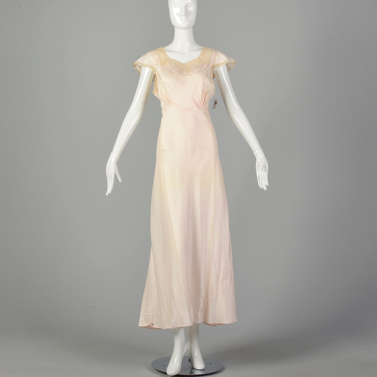 1940s Deadstock Pink Rayon Nightgown Vintage Boudoir Lingerie