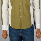 2000s Comme des Garcons Two Tone Green and White Button Down Shirt