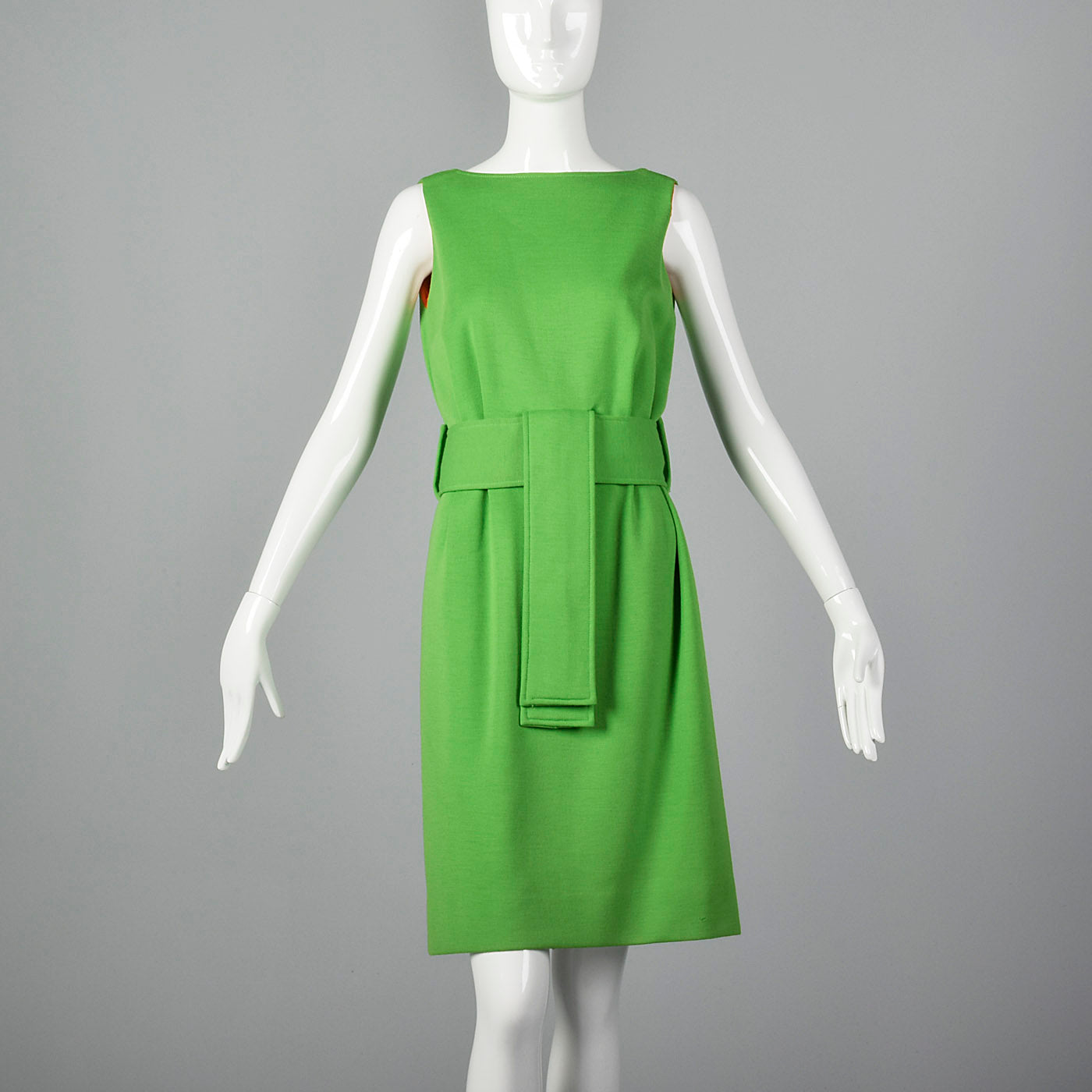 1960s Green Wool Dress with Orange Lining