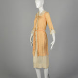 1910s Edwardian Coral and Ivory Day Dress