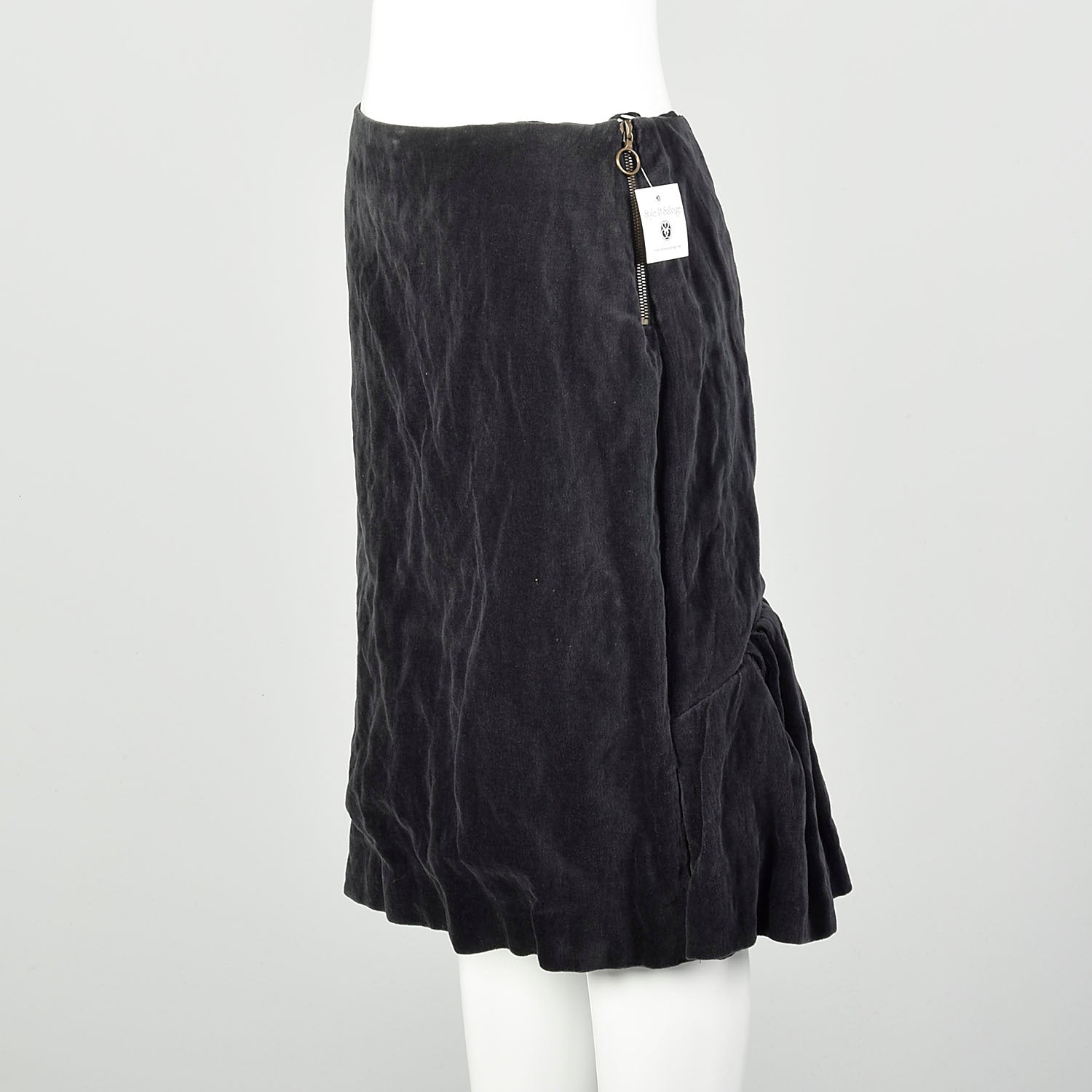 Medium 2005 Skirt Lanvin Winter Collection Zip Side Grey Velvet Ruffle
