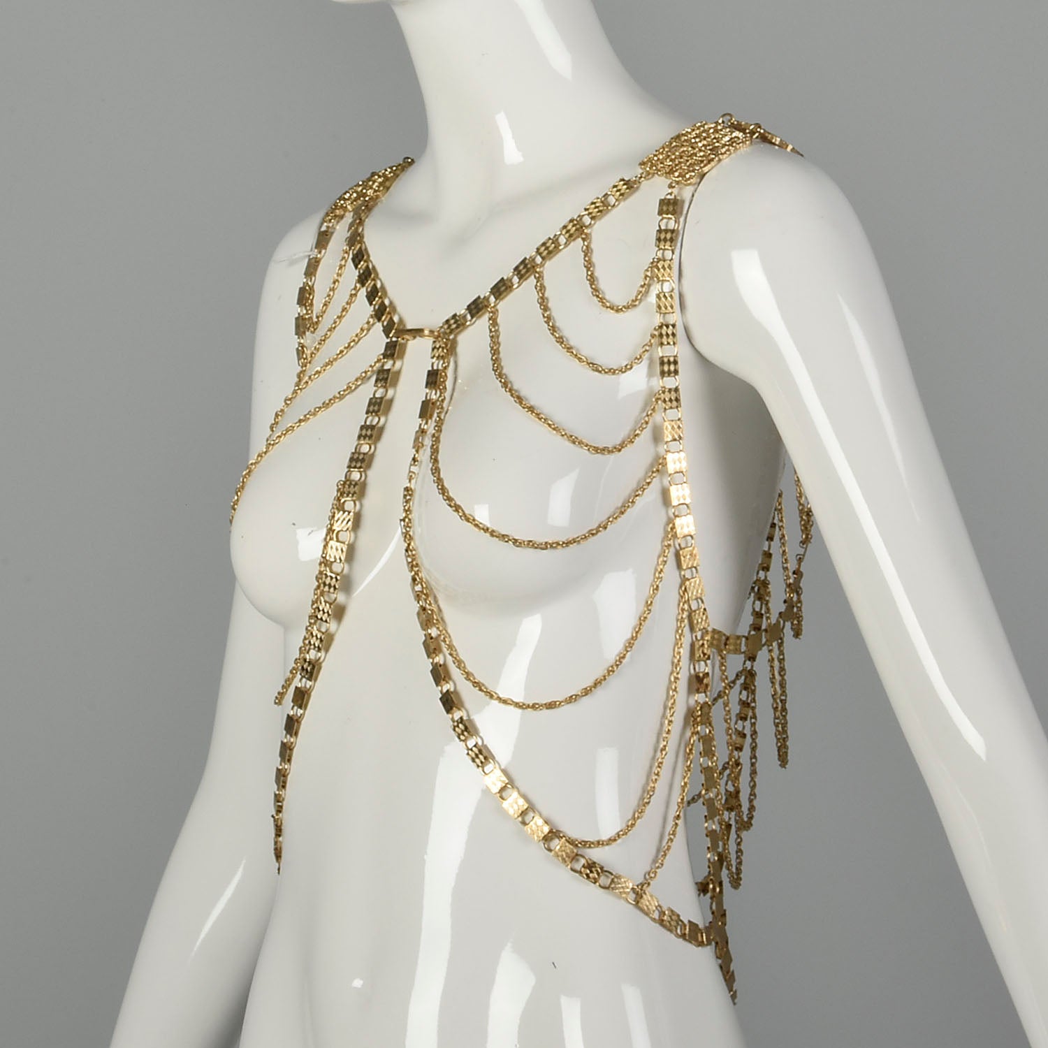 OSFM 1970s Trifari Chain Vest Gold Tone Sexy Fetish Jewelry