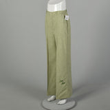 Medium 1970s Pants Green Grasshopper Applique Wide Leg High Waist