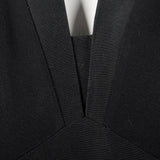 1940s Femme Fatale Black Rayon Dress with Pointed Pockets