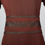 1930s Kathryn Vrooman Winter Day Dress with Funnel Cuffs & Soutache Trim