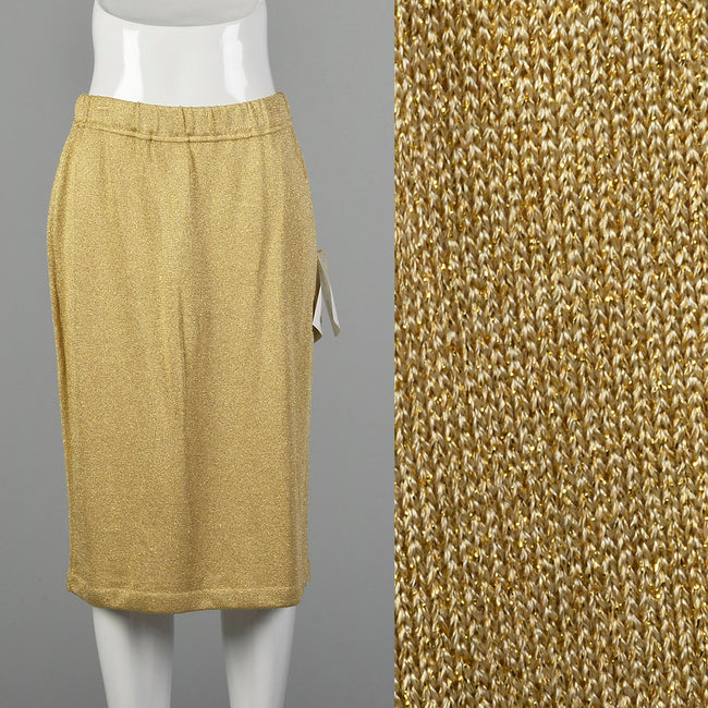 Medium St John Collection 1990s Gold Knit Skirt