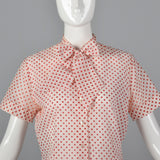 1960s White Blouse with Red Polka Dots