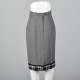 1950s Reversible Pencil Skirt in Gray and Black Plaid