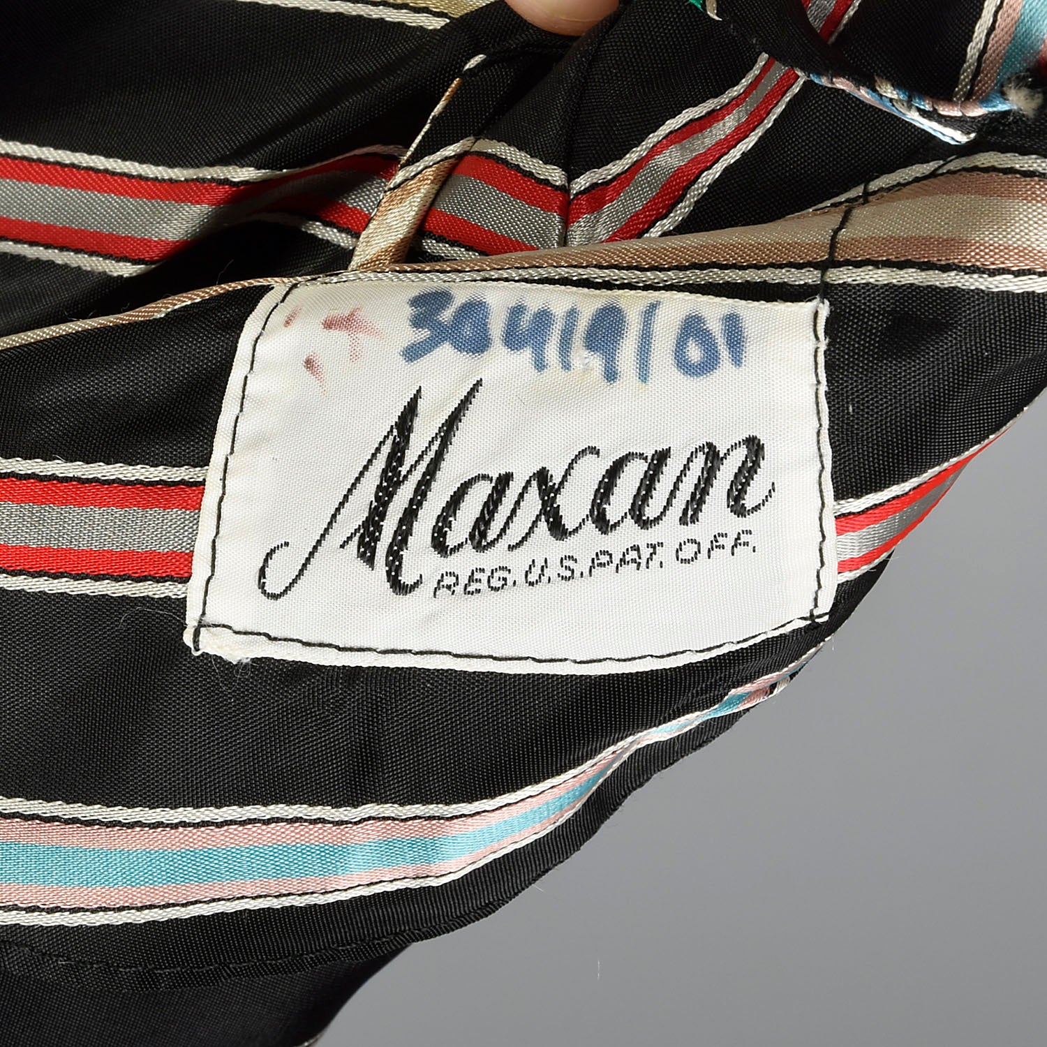 1950s Maxan Swing Jacket Taffeta Ribbon Stripe Dolman Sleeves Chevron Stripe Back