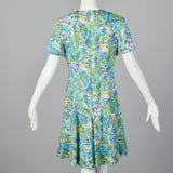 1960s Floral Day Dress with Dropped Waist