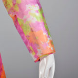 1970s Pink Floral Long Sleeve Maxi Dress