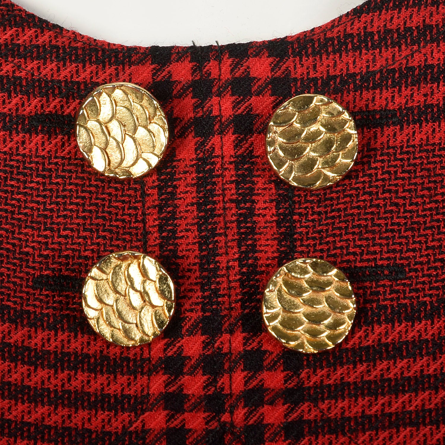 Medium-Large Adele Simpson Red Plaid 1980s Dress