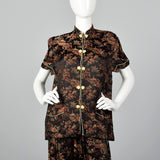 1960s Black Brocade Pajama Set