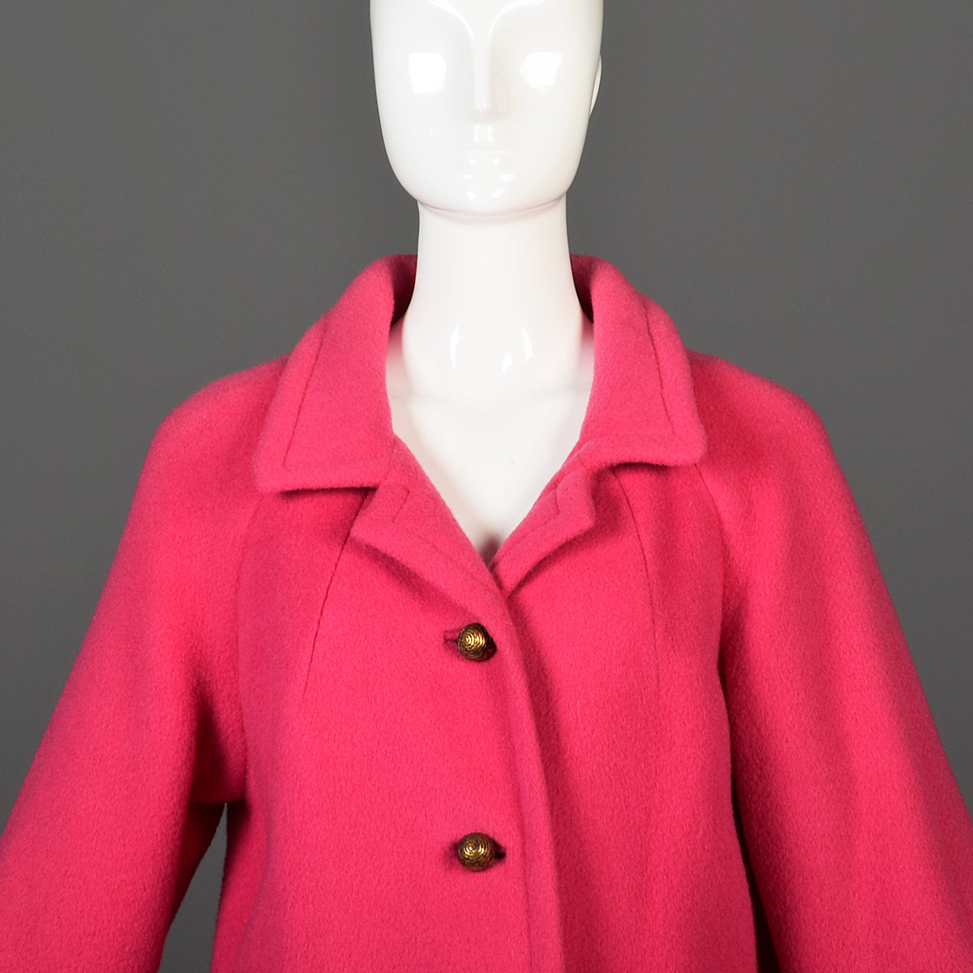 1950s Pink Wool Coat with Great Gold Buttons