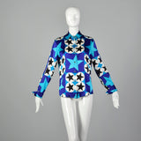 Medium Ellen Tracy 1990s Silk Star Print Blouse