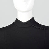 1960s Teal Traina Long Sleeve Babydoll Dress in Black Wool