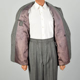 42L 1940s 2pc Suit Grey Herringbone Twill Double Breasted Peak Lapel