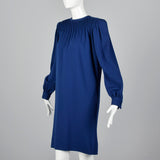 1980s Bill Blass Loose Blue Knit Dress