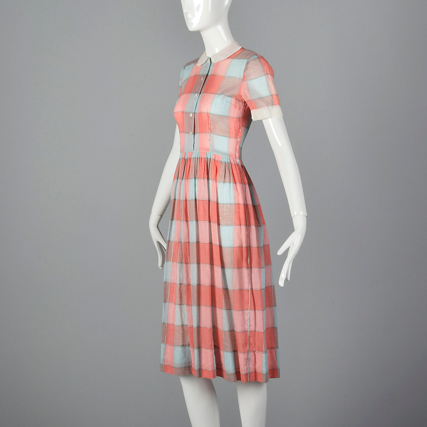 1950s Plaid Day Dress with Peter Pan Collar