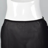 1940s Black Half Slip with Scalloped Sheer Lace Hem
