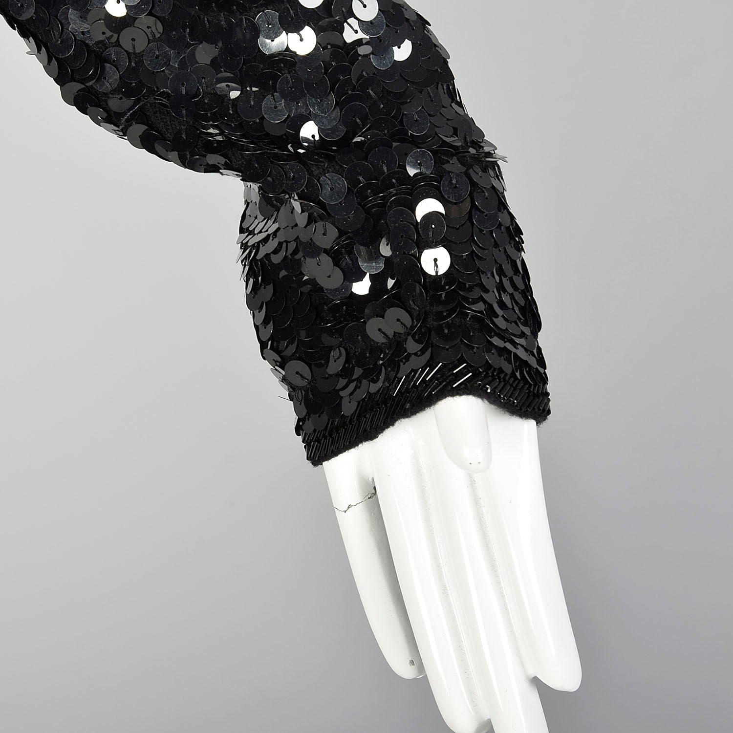 Large Black Sequin Sweater Dress Formal Evening Cocktail Modest Long Sleeve