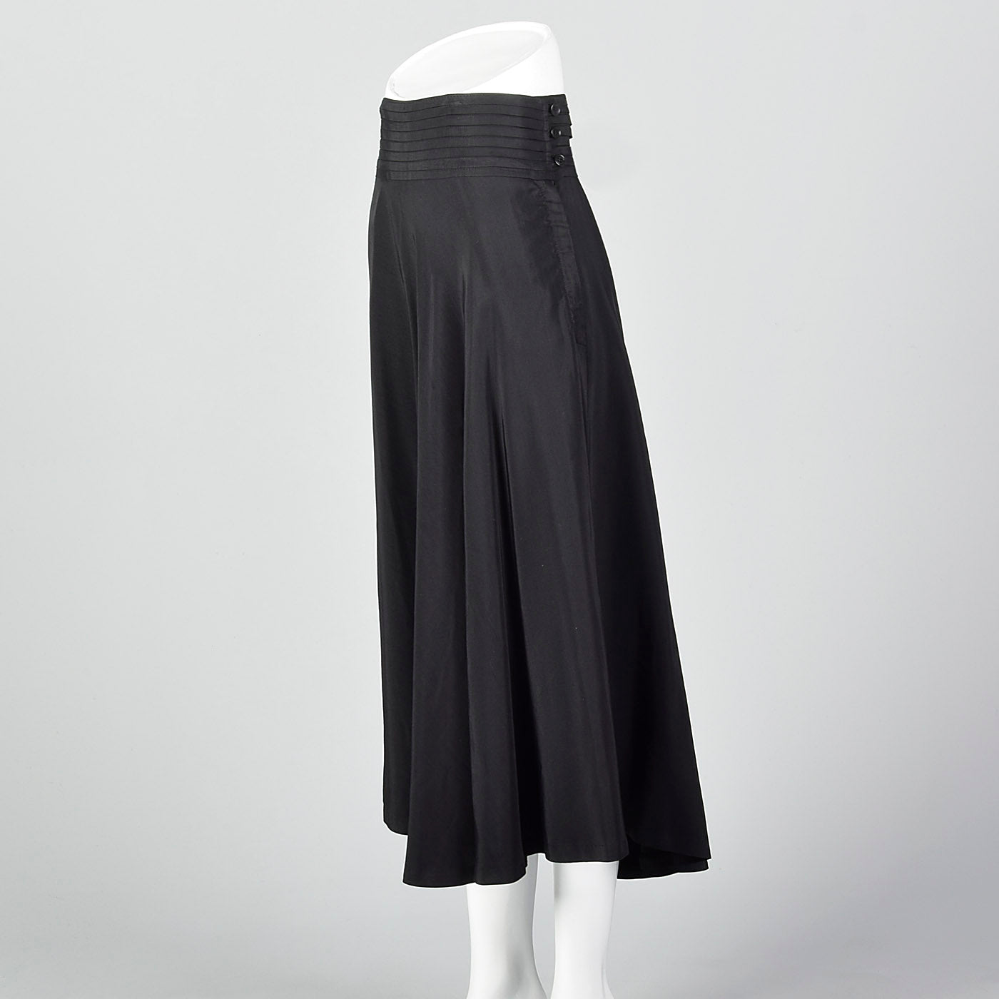 1950s Black Pleated Waistband Skirt