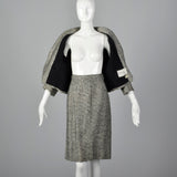 1960s Black and White Tweed Skirt Suit