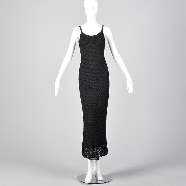 1990s Cache Black Crochet Dress