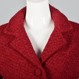 1960s Red Boucle Wool Skirt Suit