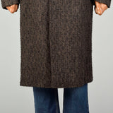 XXL 1950s Coat Brown Boucle Wool Tweed Winter Overcoat