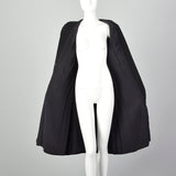 1940s Gilbert Adrian Black Wool Coat with Asymmetric Red Stripe