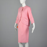 1960s Lilli Diamond Deadstock Pink Wiggle Dress and Jacket Set