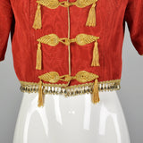 Small Yves Saint Laurent Rive Gauche 1990s  Red Cropped Bolero Jacket