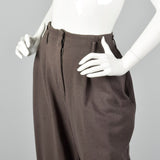 1980s Norma Kamali Gray Knit Pants with Suspender Buttons