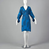 2000s Stella McCartney Blue Print Silk Dress