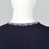 1940s Navy Peplum Top with Beaded Neckline