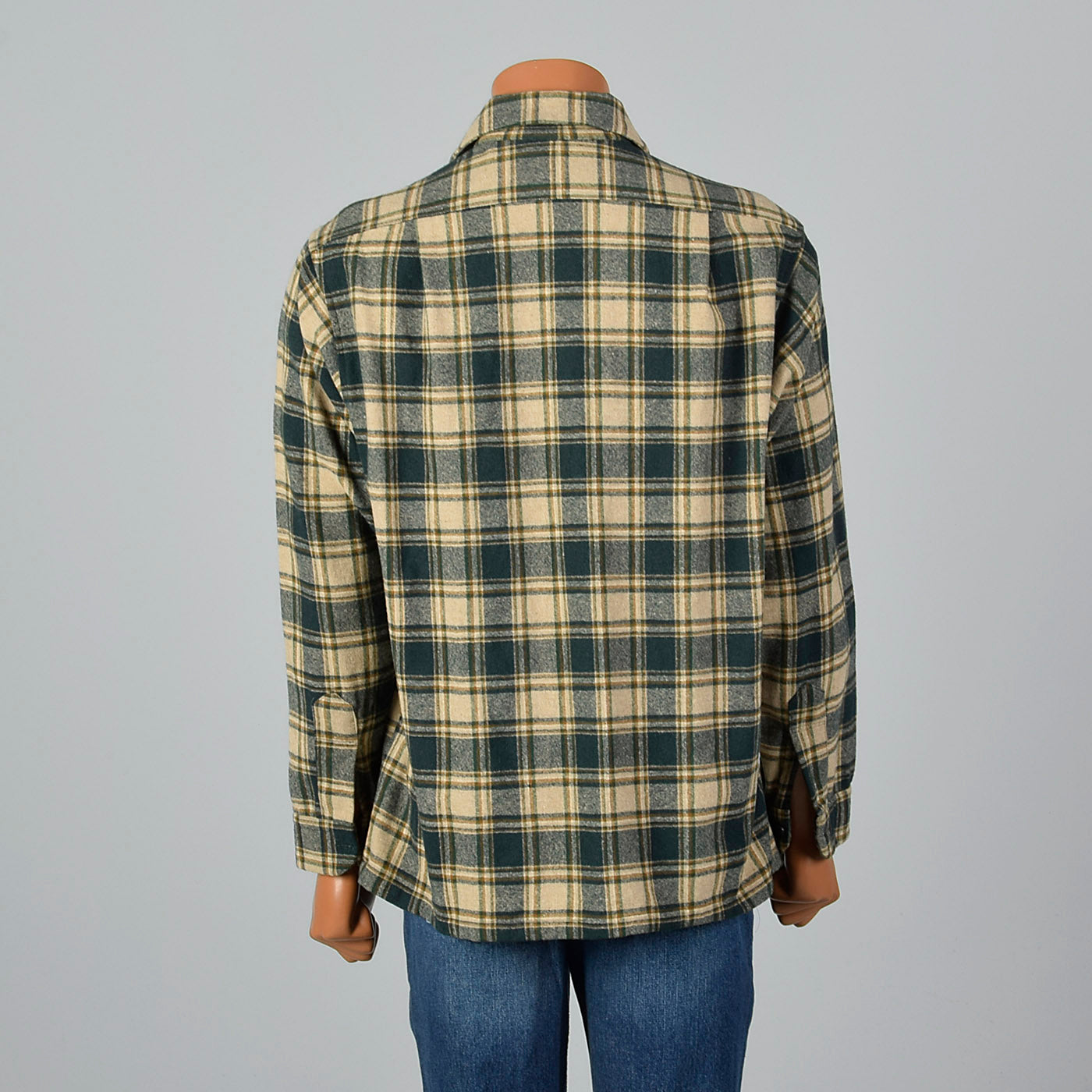 1960s Mens Pendleton Board Shirt in Green Plaid