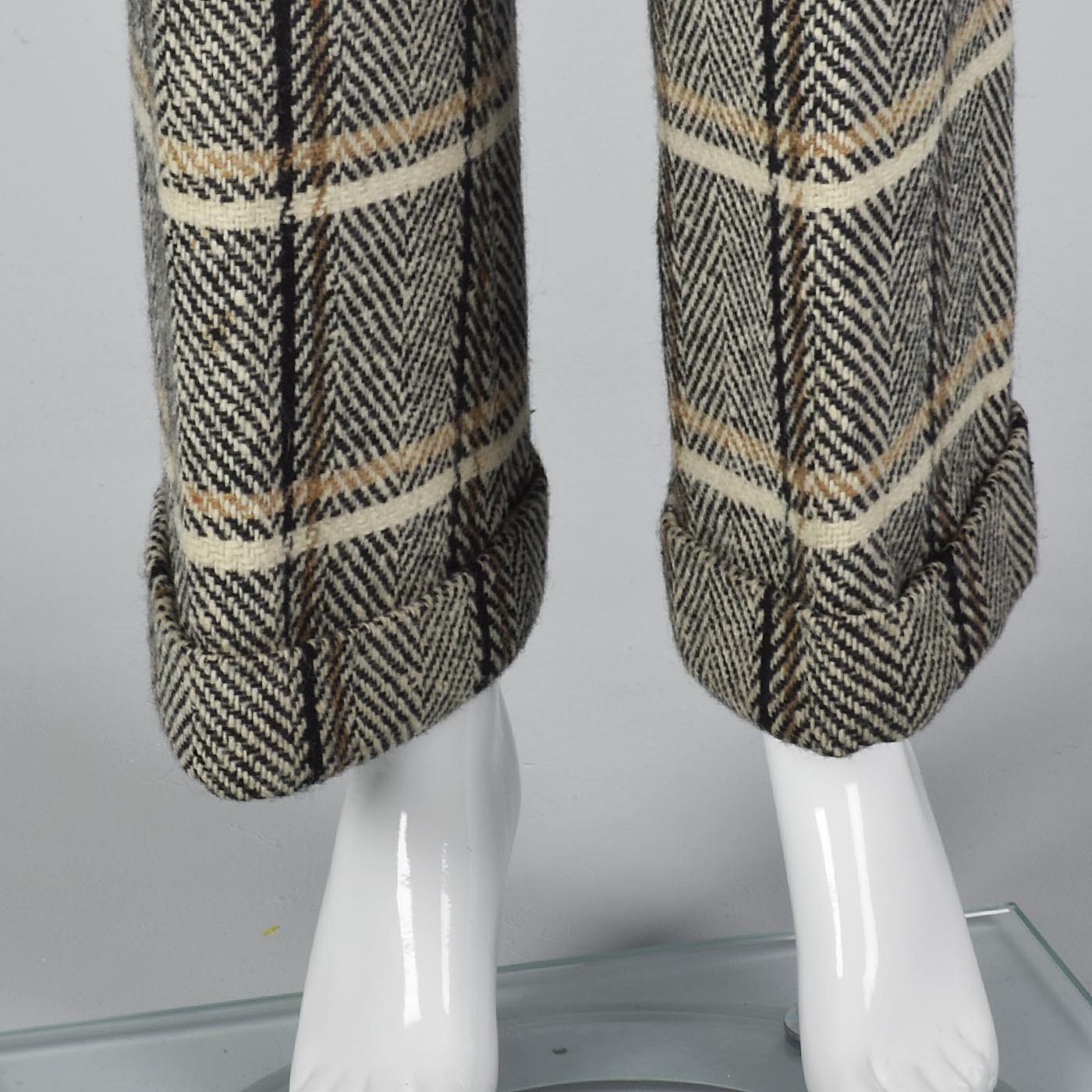 1970s Wide Leg Wool Pants in Plaid