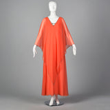 1970s Estevez Evening Dress with Float Cape Shoulders